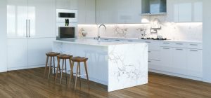 New Contemporary White Kitchen Interior with round second light window